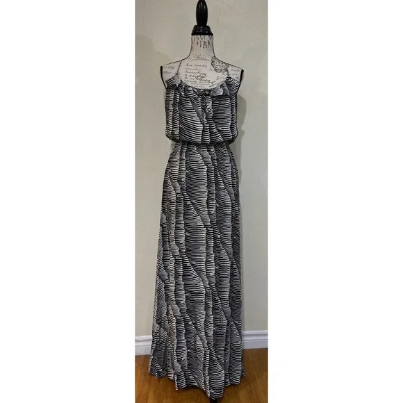 Parker | Dresses | Parker Barneys New York Coop Dress Maxi Black White  Stripe Silk Sleeveless Small | Poshmark
